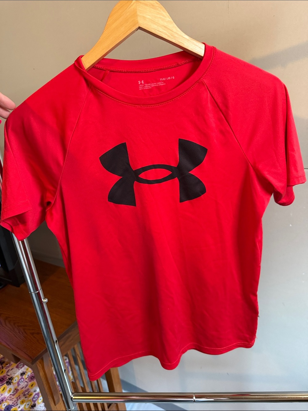Under Armour Red Short-Sleeve Athletic Tee with Black Logo